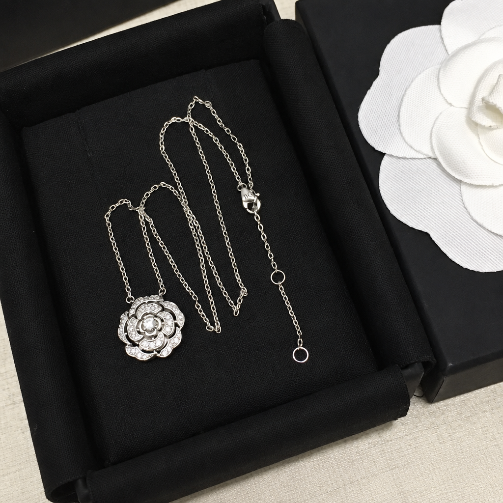 Crystal Camellia Pendant Necklace