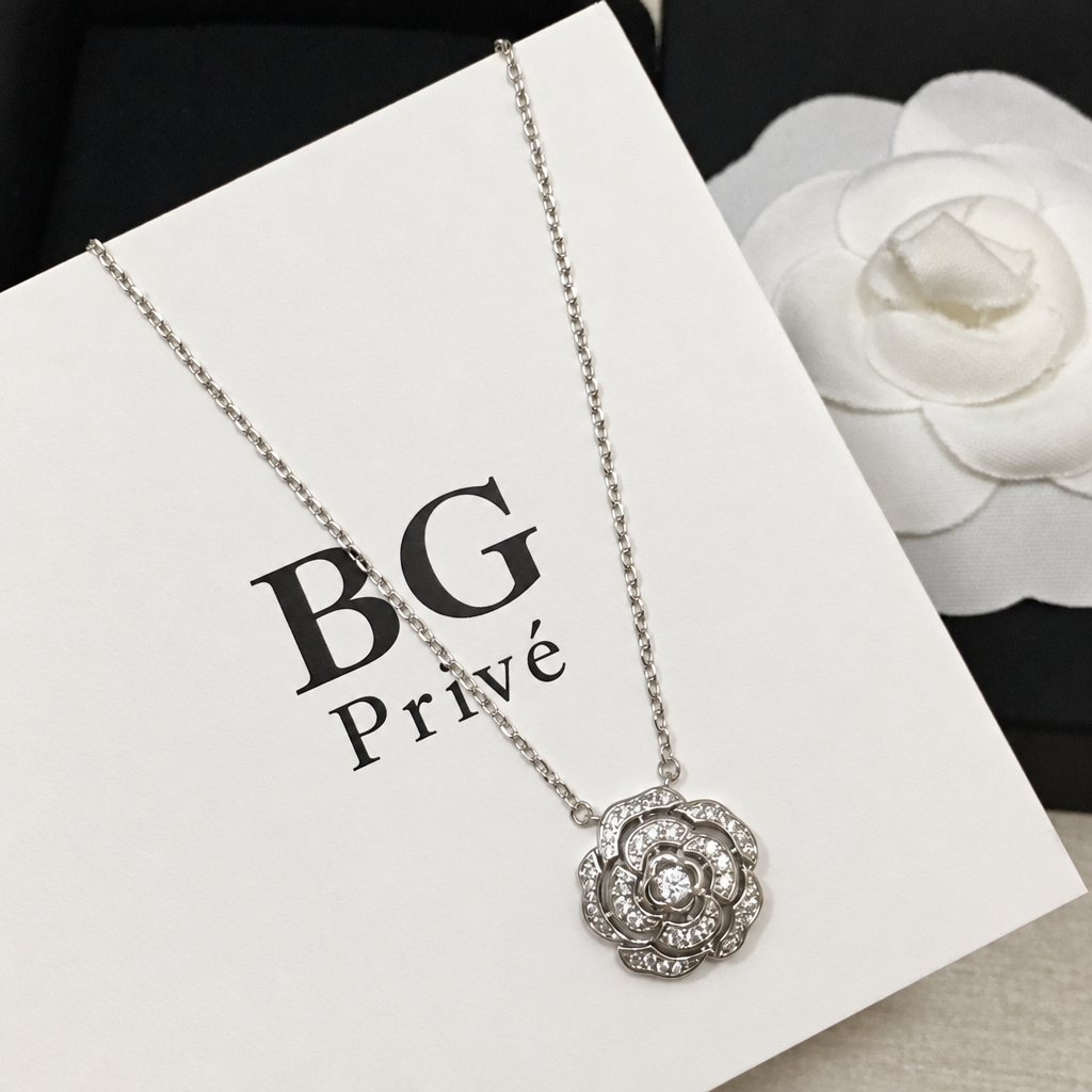 Crystal Camellia Pendant Necklace