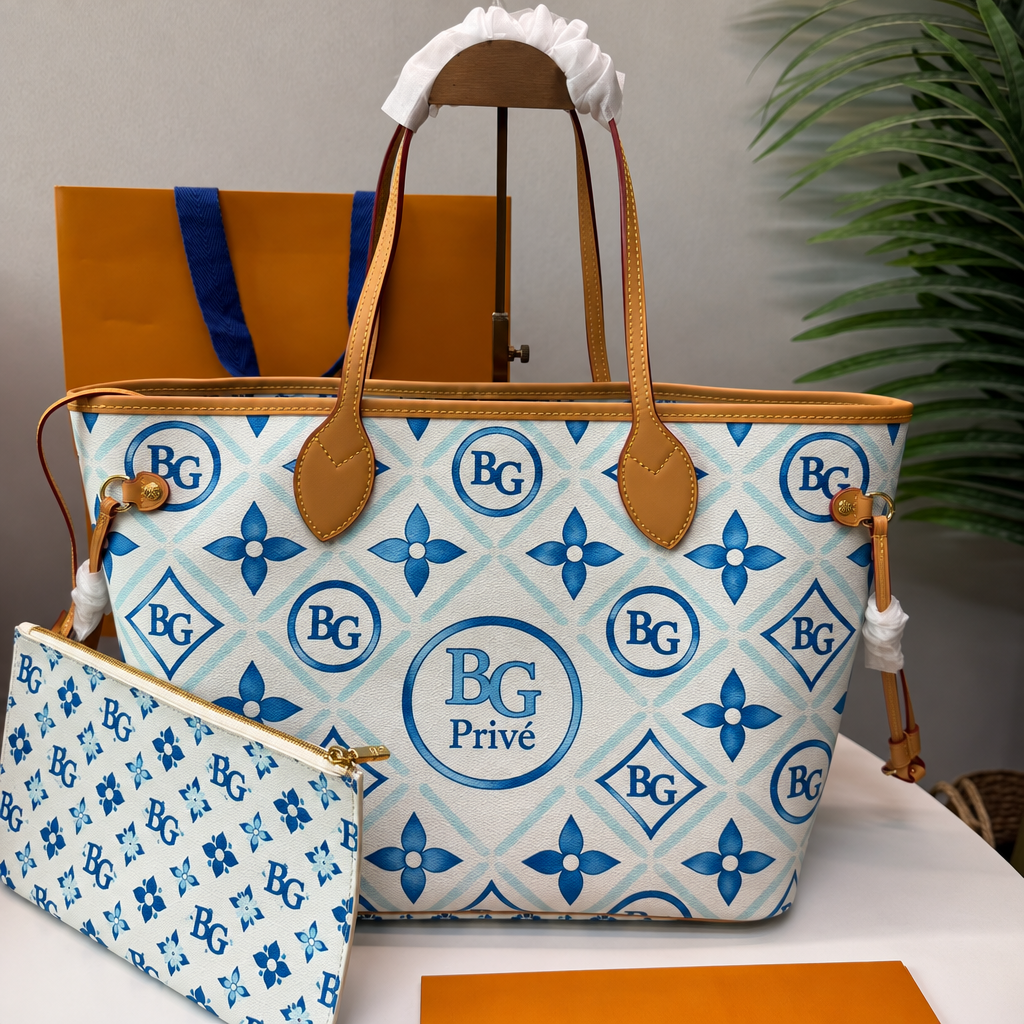 Neverfull MM By The Pool Lagoon Blue Monogram Tiles Canvas