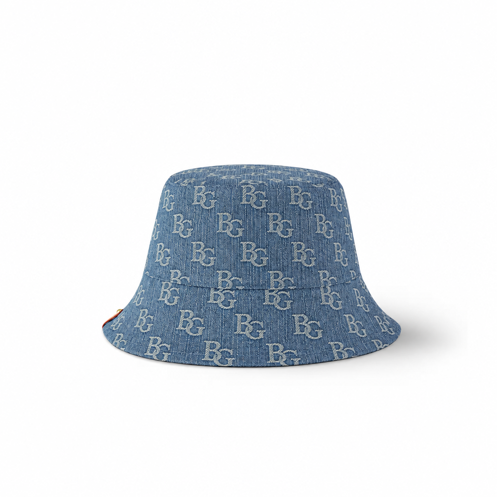 Bucket Hat in Blue Reversible Monogram Denim