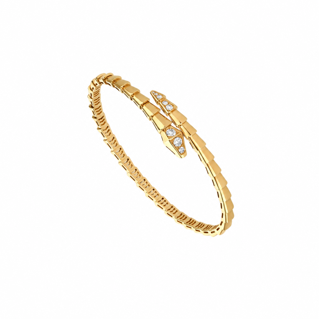 Serpenti Viper Bracelet in 18 kt Yellow Gold with Pavé Diamonds