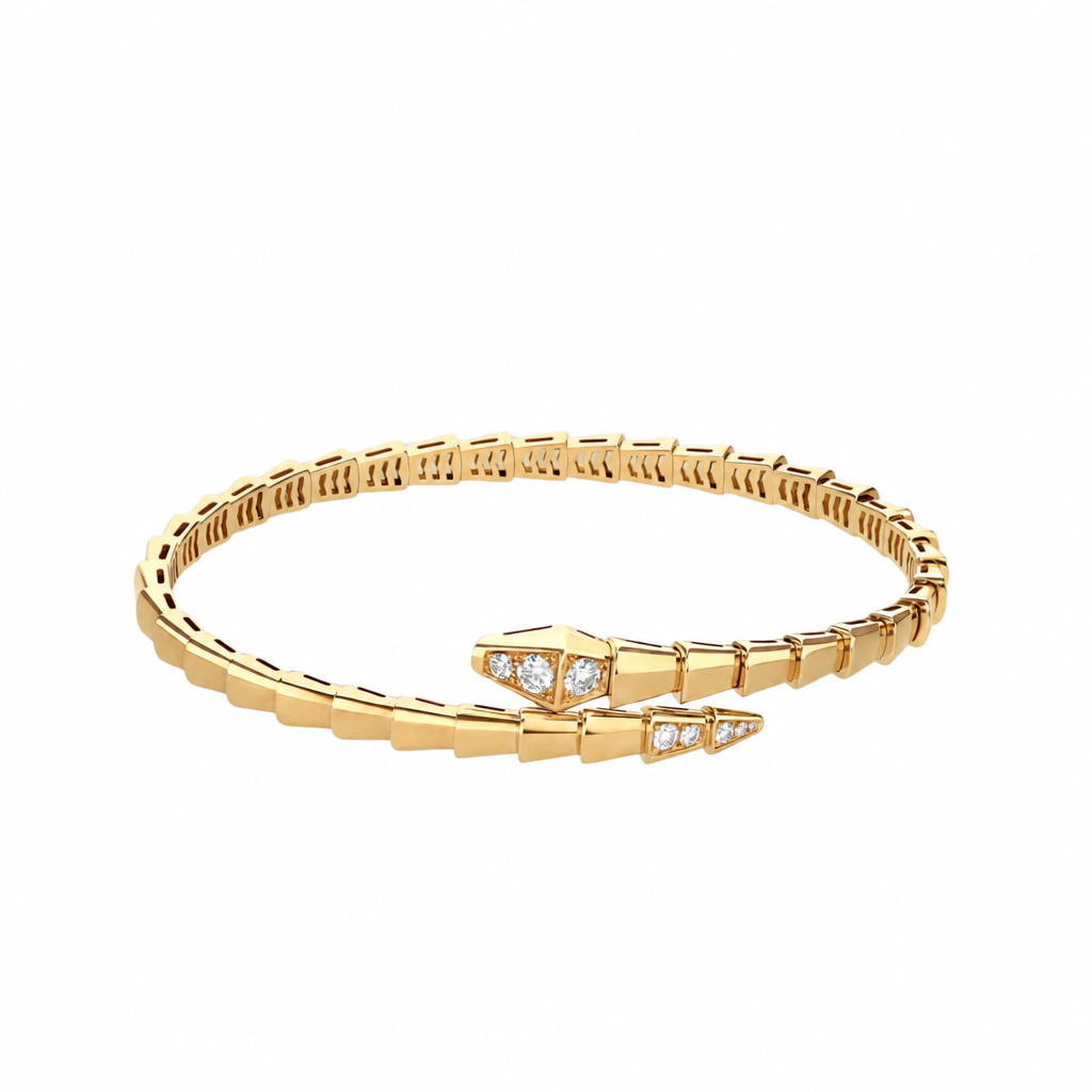 Serpenti Viper Bracelet in 18 kt Yellow Gold with Pavé Diamonds