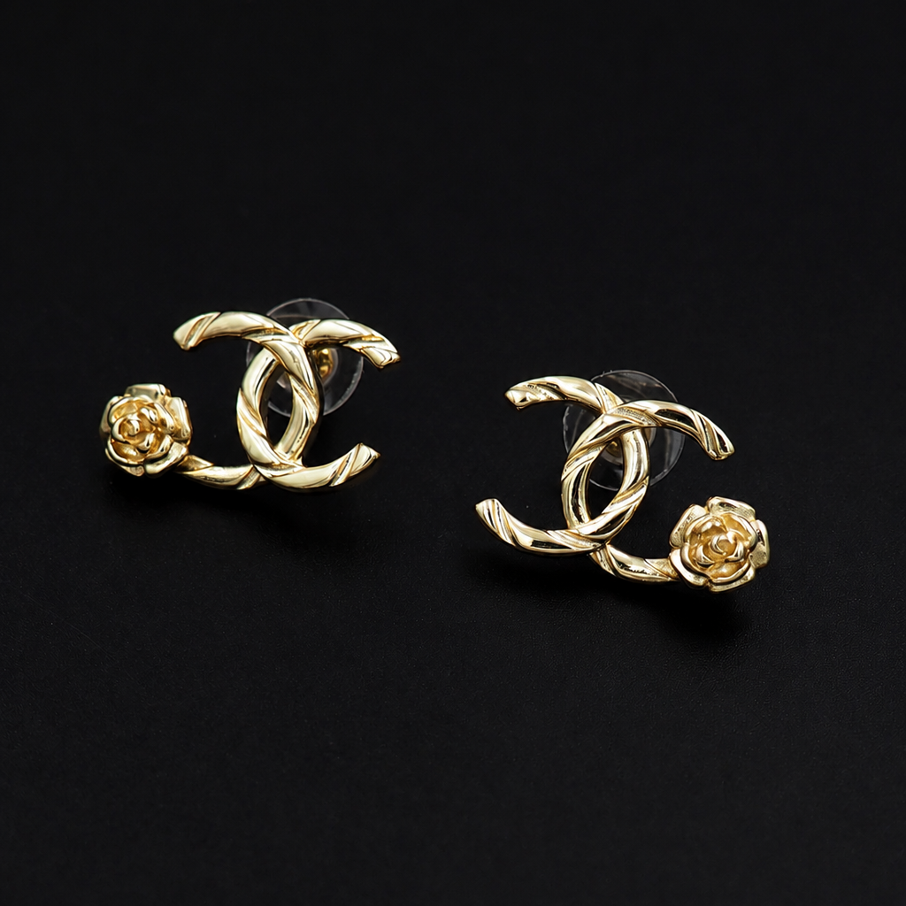 Earrings 22A Camellia Gold Studs