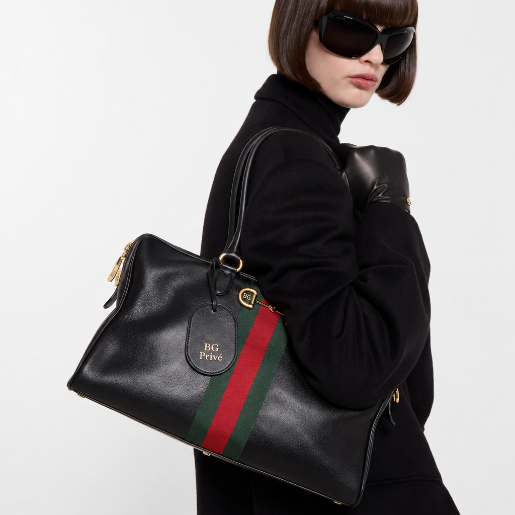 Boston Bag Borsetto Large in Black Leather