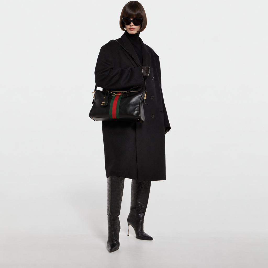 Boston Bag Borsetto Large in Black Leather