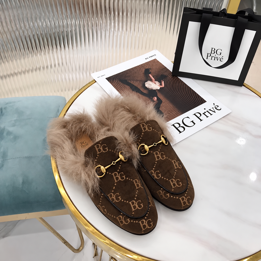 Princetown Fur-Lined Velvet Mule Loafer