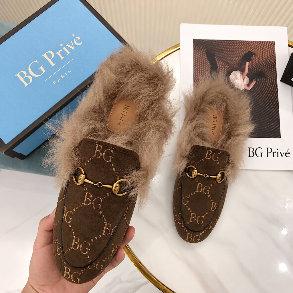 Princetown Fur-Lined Velvet Mule Loafer