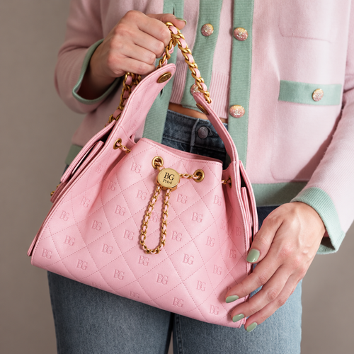 25 Small Handbag in Light Pink Grained Calfskin