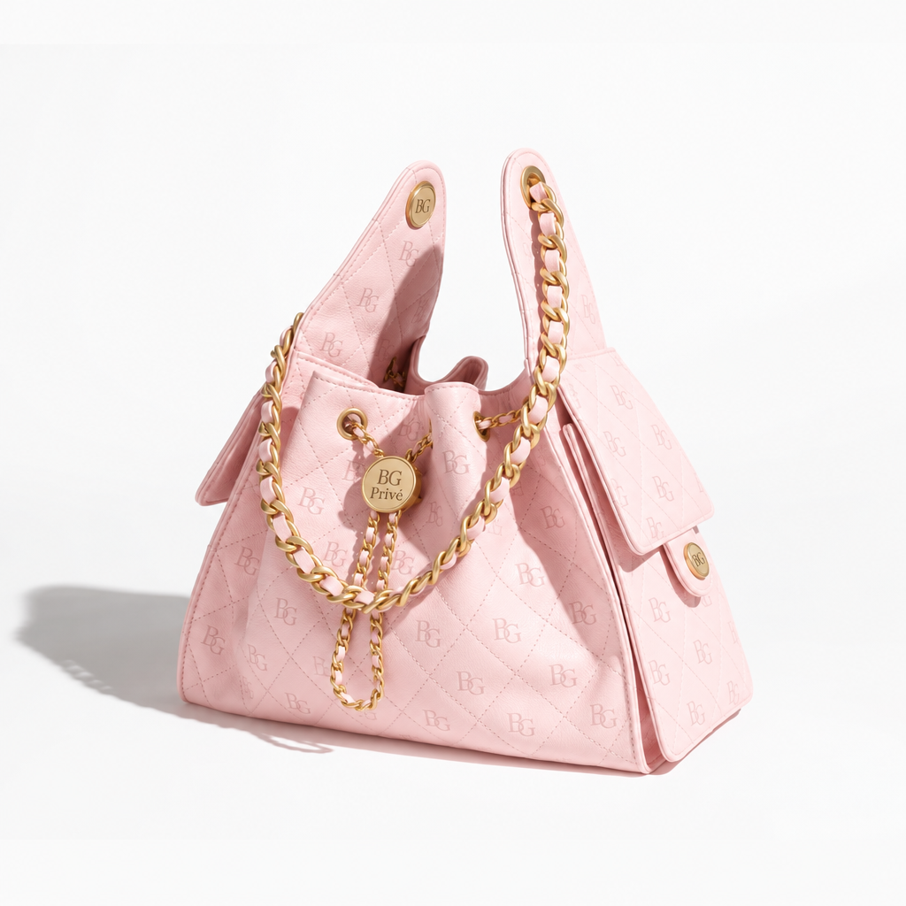 25 Small Handbag in Light Pink Grained Calfskin