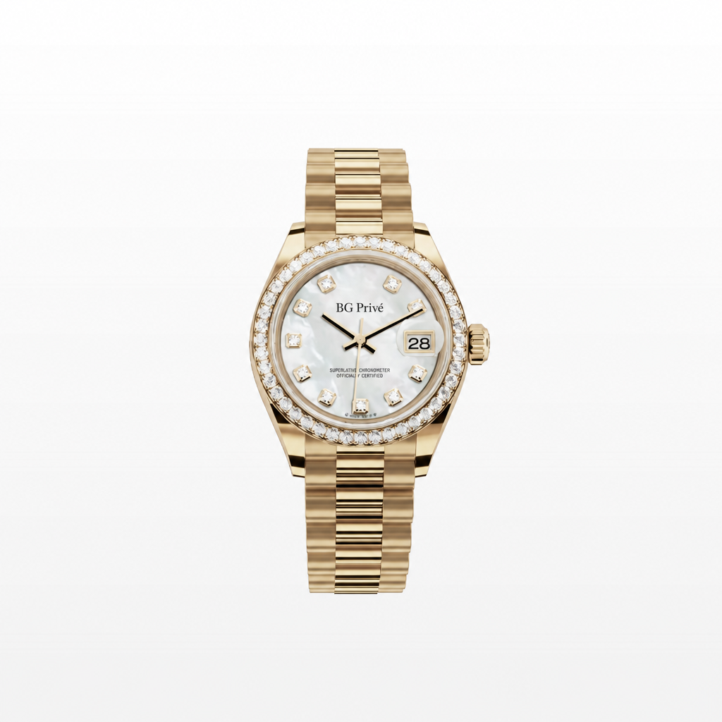 Rolex Lady-Datejust 28 in 18 kt Yellow Gold with Diamonds