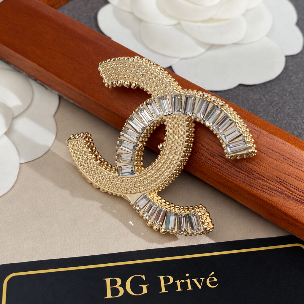 Gold-Tone Crystal Brooch