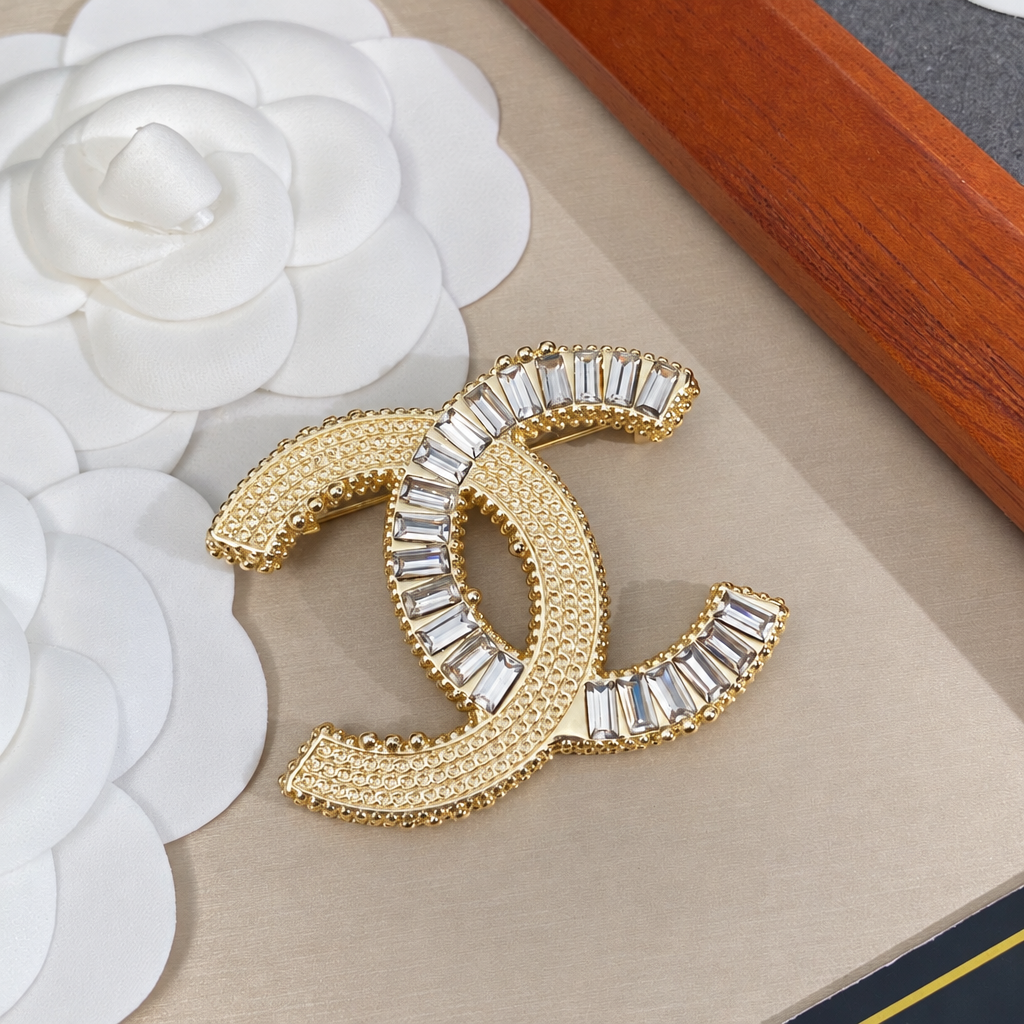 Gold-Tone Crystal Brooch