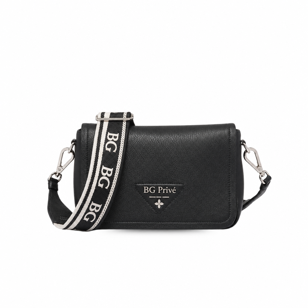 Flou Black Leather Shoulder Bag 1BD314