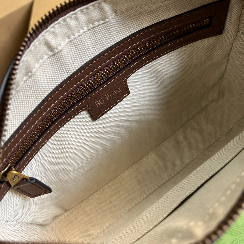 Ophidia Small Crossbody Bag in Beige and Dark Brown