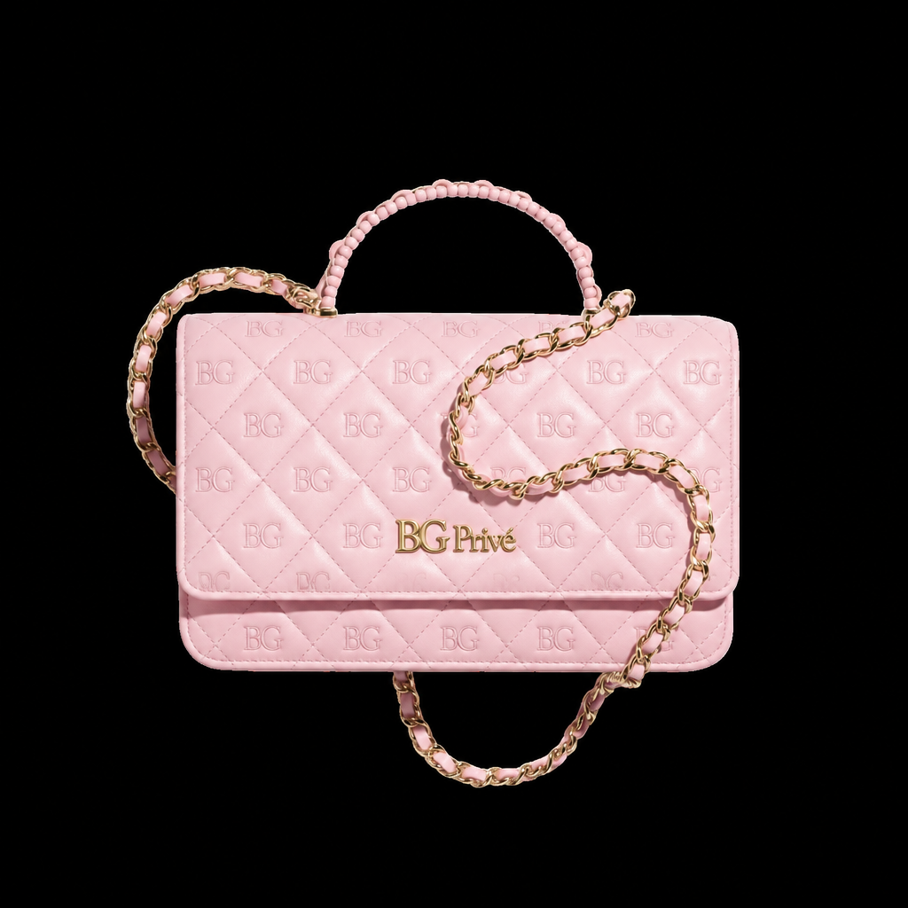 Wallet on Chain with Pearl Top Handle in Light Pink Lambskin