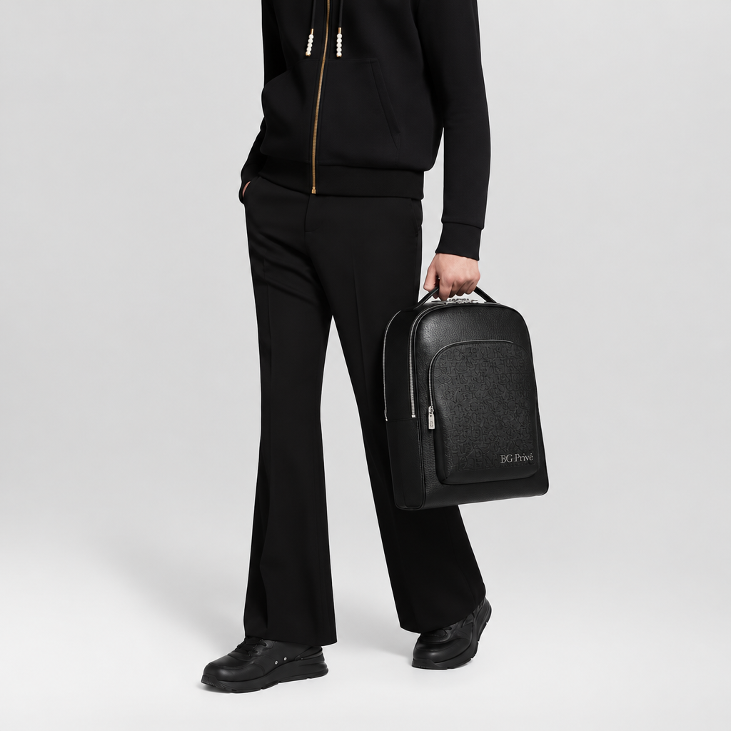 Avenue Backpack in Black Taiga Leather