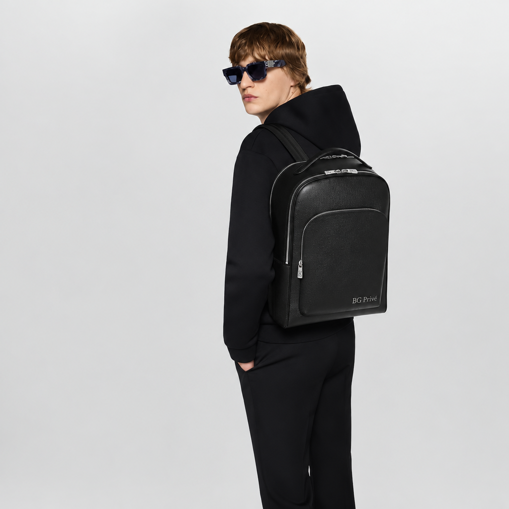 Avenue Backpack in Black Taiga Leather