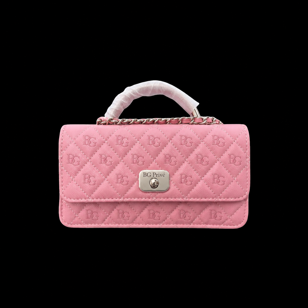 Enamel Metal Pink Top Handle Wallet on Chain