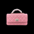 Enamel Metal Pink Top Handle Wallet on Chain