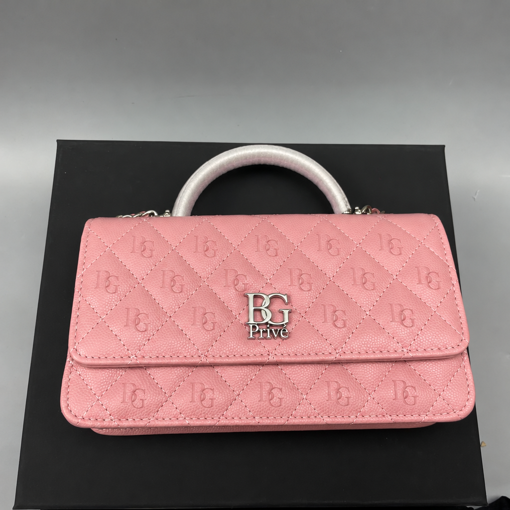 Enamel Metal Pink Top Handle Wallet on Chain