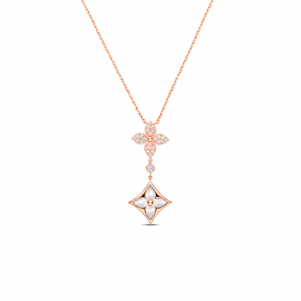 Color Blossom M Star Pendant Necklace in Pink Gold