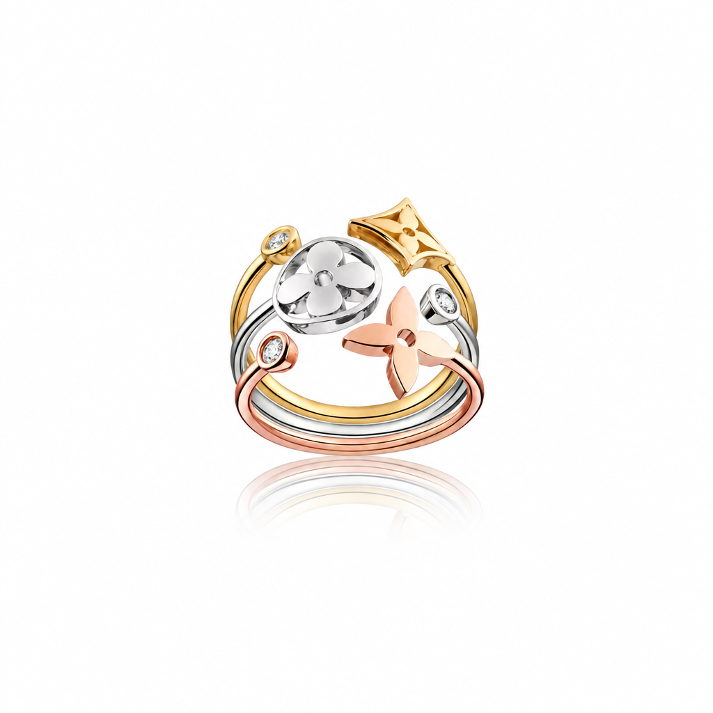 Idylle Blossom Ring, 3 Golds and Diamonds – Q9F15Z