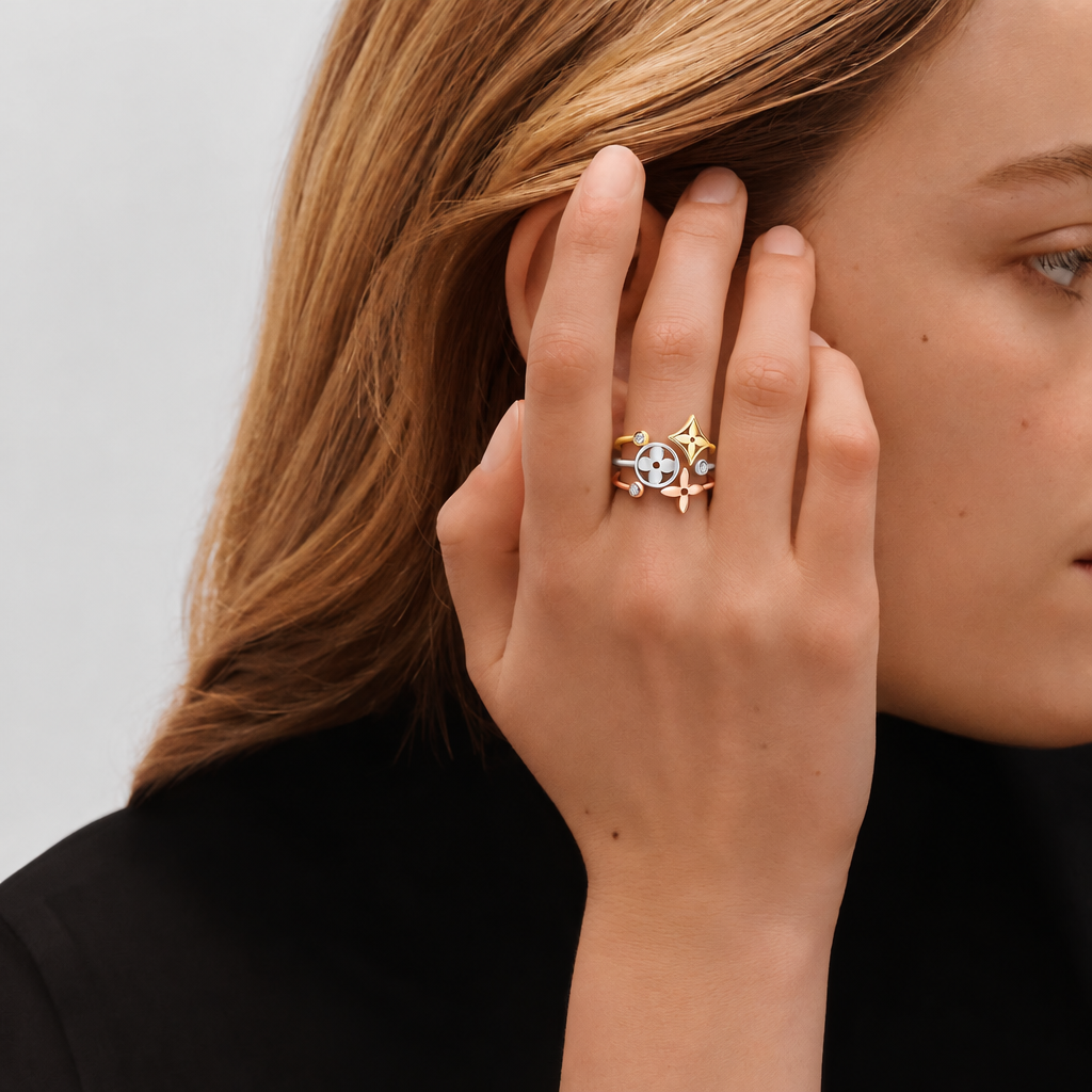 Idylle Blossom Ring, 3 Golds and Diamonds – Q9F15Z