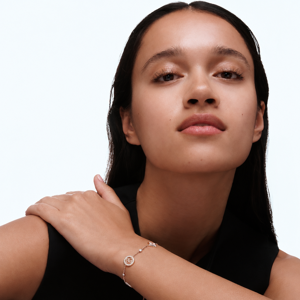 Color Blossom BB Star and Sun Multi-Motif Bracelet, Pink Gold, White Mother-of-Pearl and Diamonds
