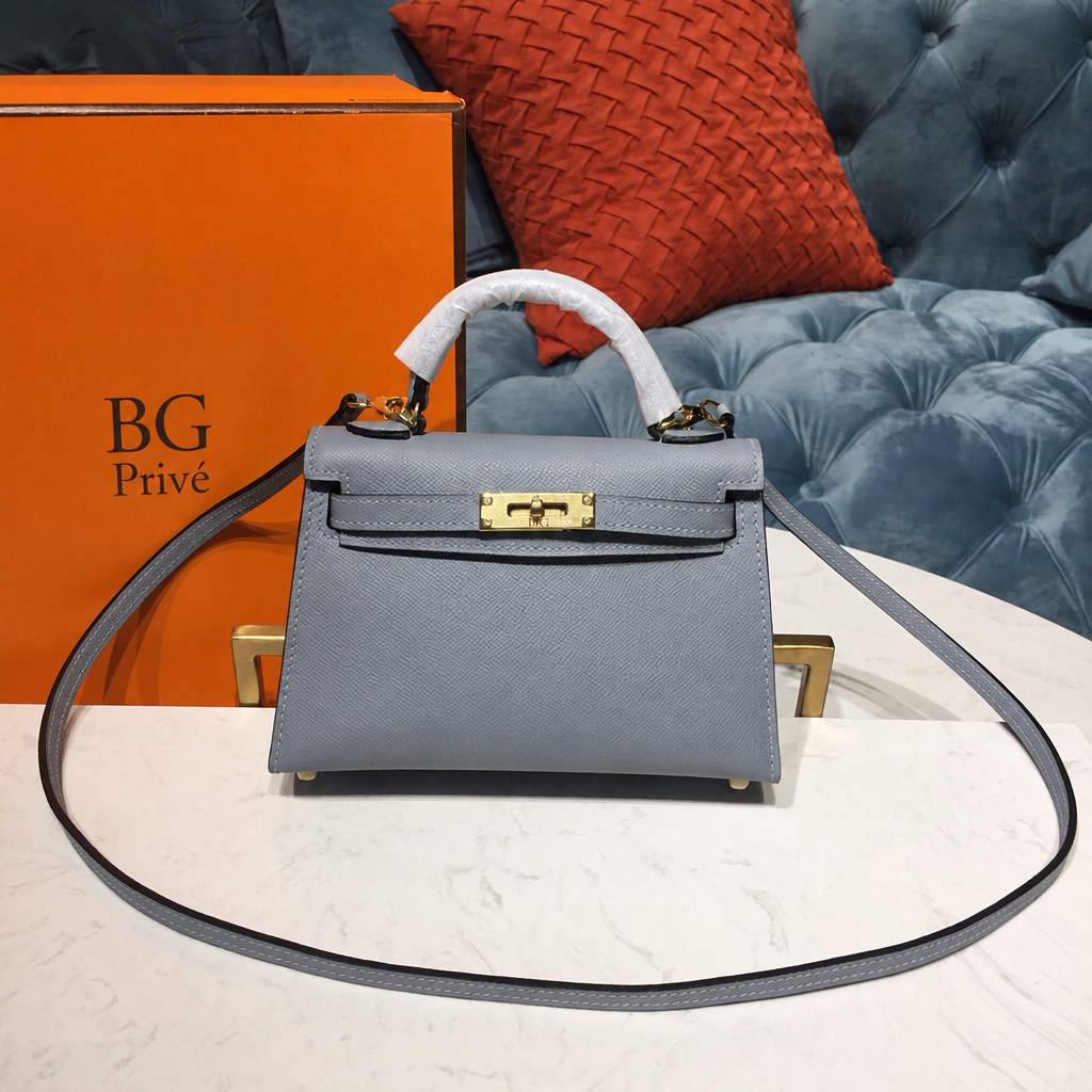 Mini Kelly II Sellier 20 Bag in Pale Blue-Gray