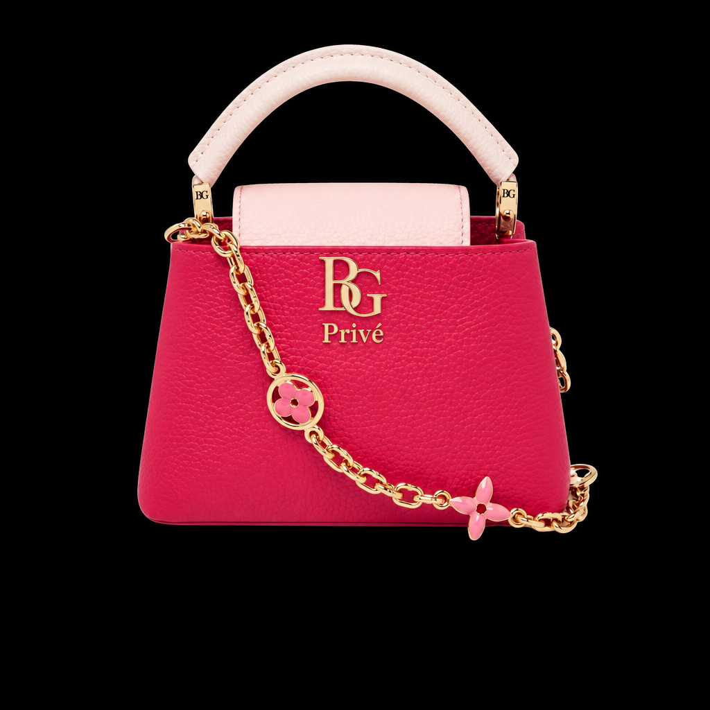 Capucines Mini Taurillon Flower Chain in Candy Pink