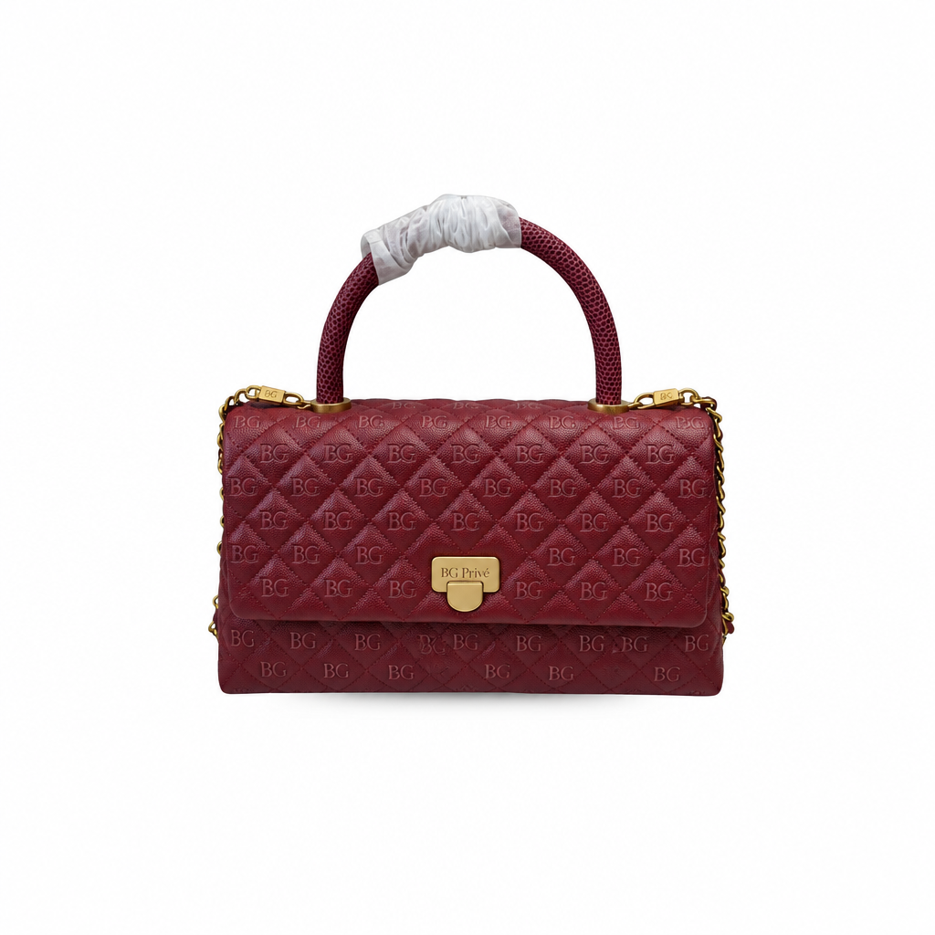 Coco Handle Large Flap Bag A92991 in Burgundy