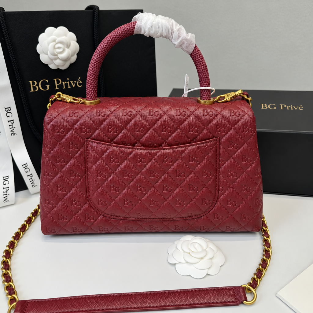 Coco Handle Large Flap Bag A92991 in Burgundy