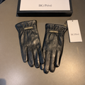 Black Leather Logo Gloves
