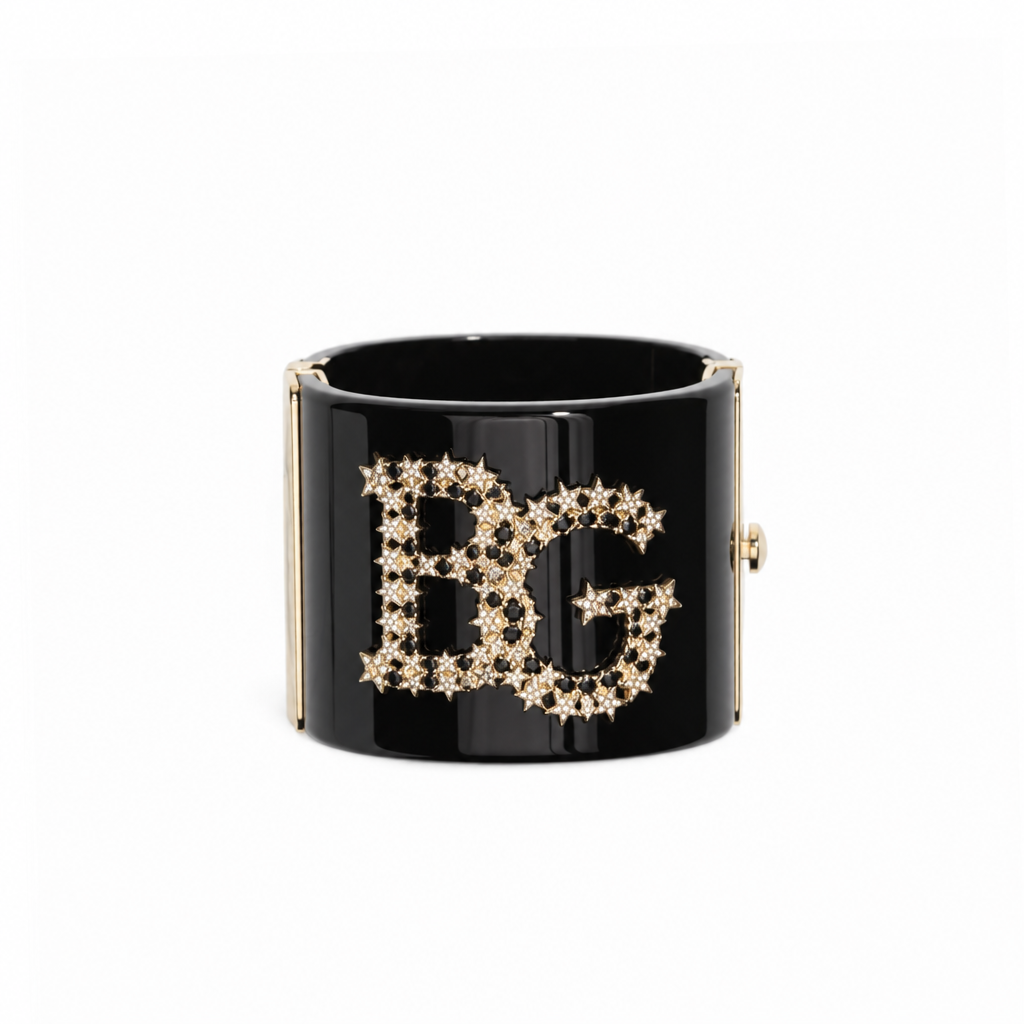 Resin Crystal Star Cuff in Black