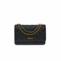 Classic Wallet on Chain Black Quilted Gold-Tone Hardware