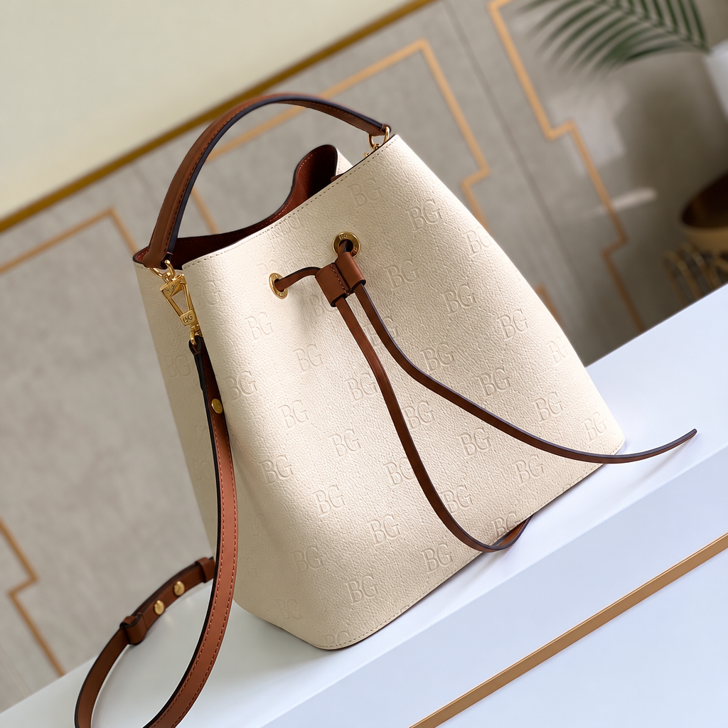 NeoNoe MM Cream Monogram Empreinte Bucket Bag