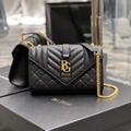 Envelope Small Bag in Black Quilted Grain de Poudre Leather