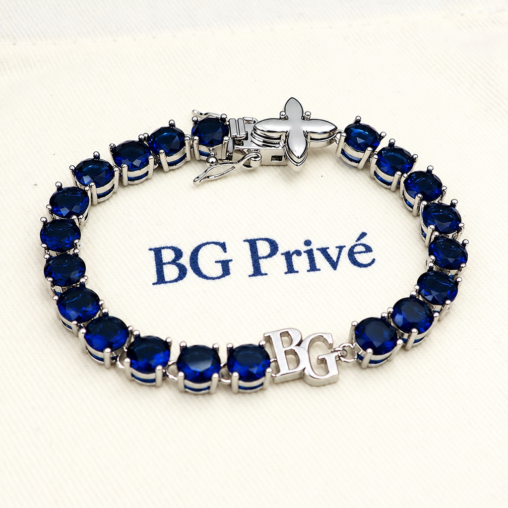 Blue Tennis Bracelet with -Style Charm