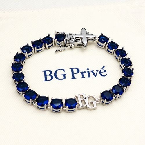 Blue Tennis Bracelet with -Style Charm