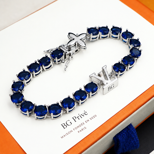 Blue Tennis Bracelet with -Style Charm