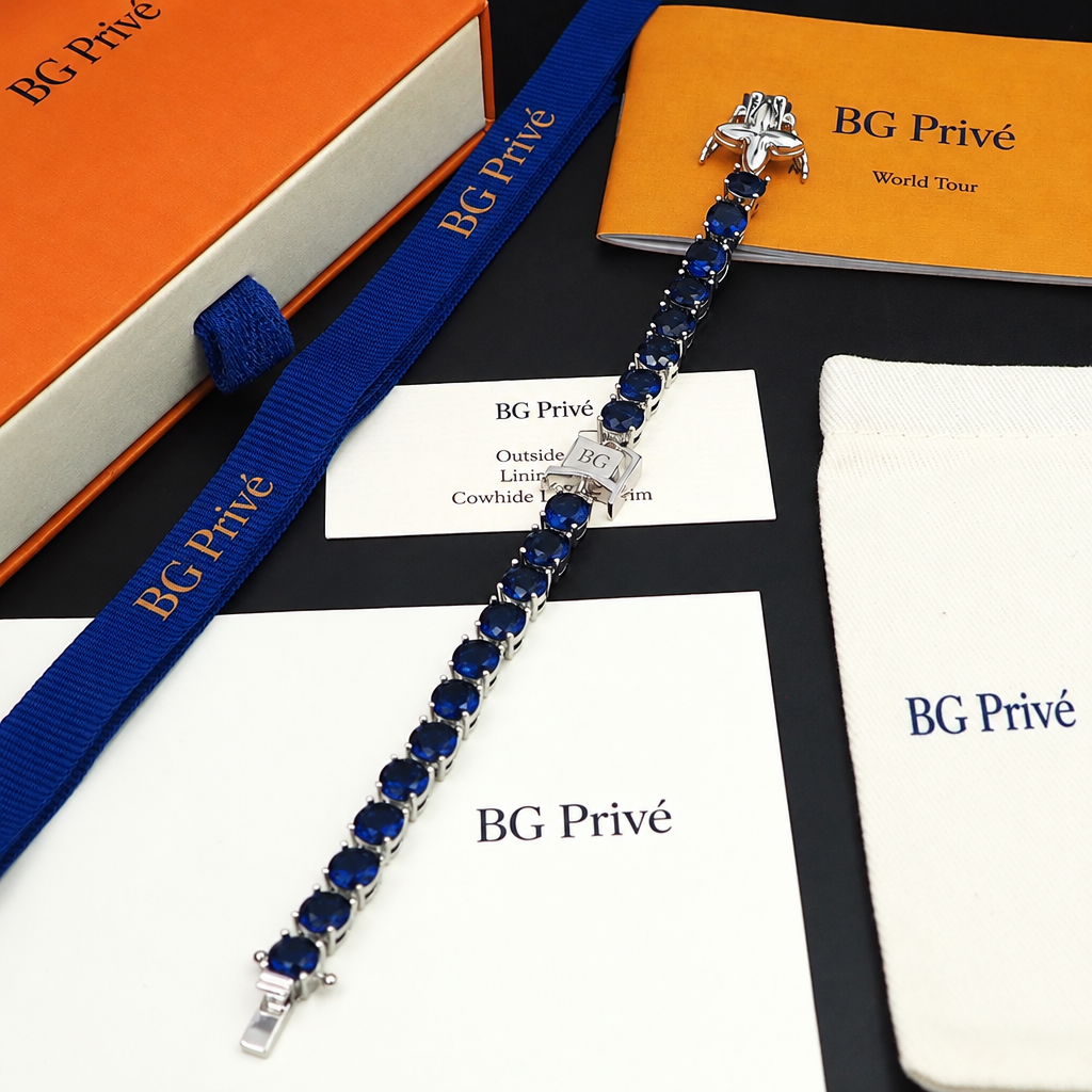 Blue Tennis Bracelet with -Style Charm