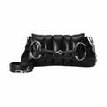 Horsebit Chain Small Shoulder Bag in Black Quilted Leather