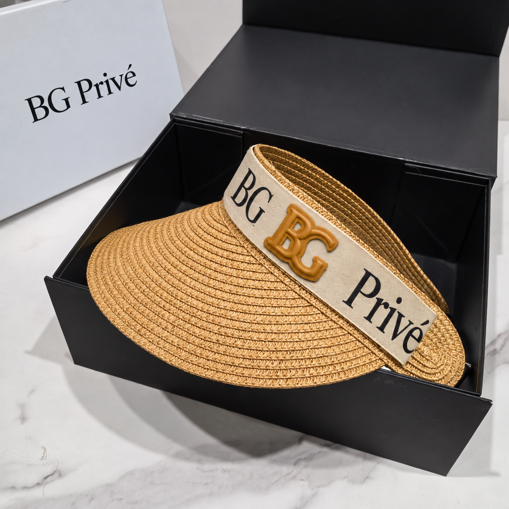 Sun Visor with Triomphe Logo and Wide Woven Brim