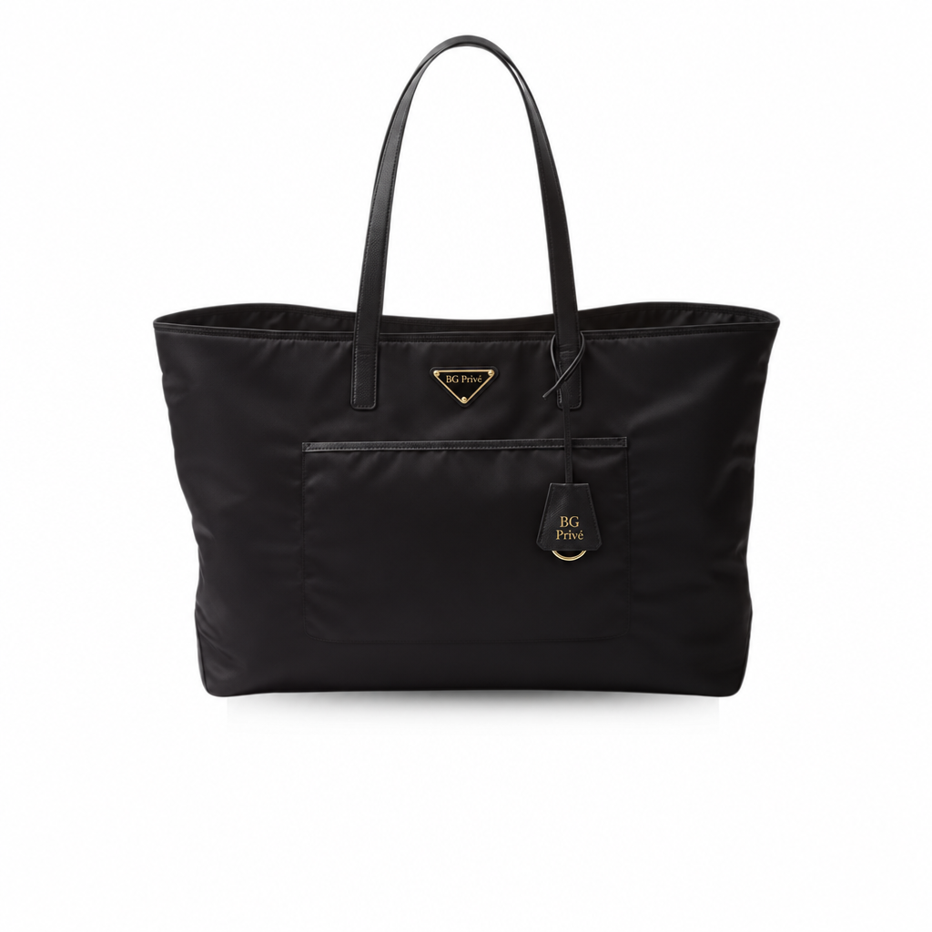 Re-Edition 1978 Large Re-Nylon and Saffiano Leather Tote Bag in Black
