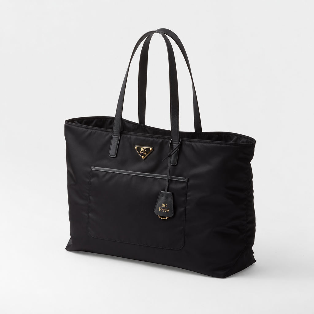Re-Edition 1978 Large Re-Nylon and Saffiano Leather Tote Bag in Black