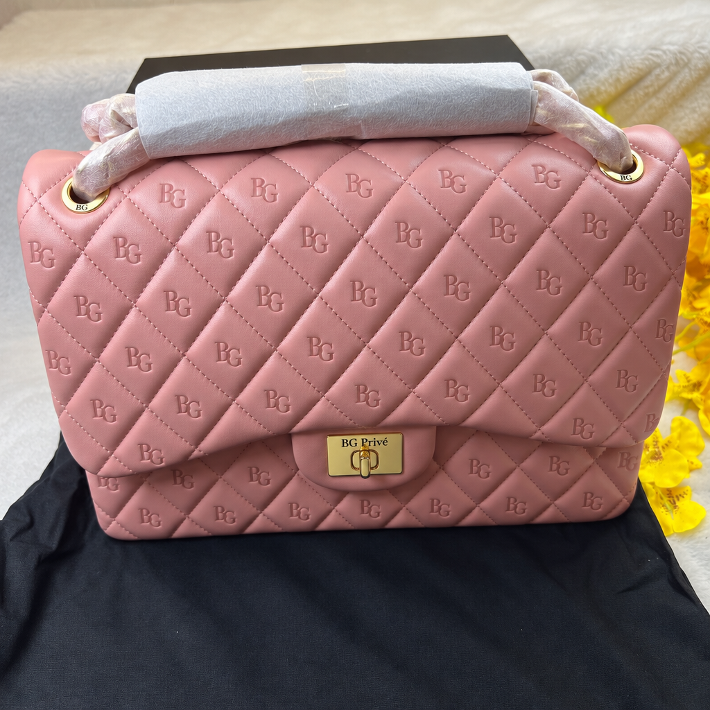 Classic Flap Large Handbag in Light Pink with Gold-Tone Hardware