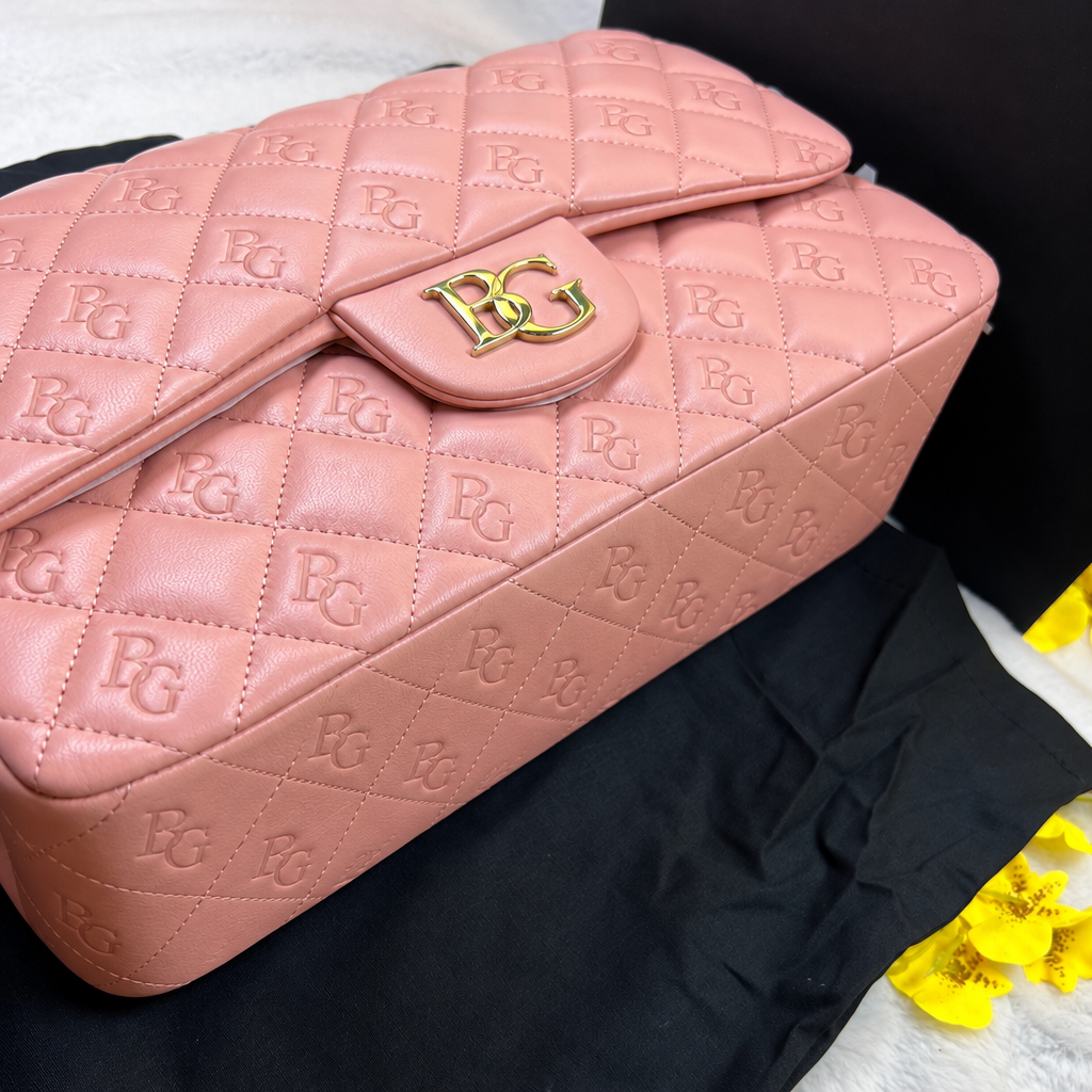 Classic Flap Large Handbag in Light Pink with Gold-Tone Hardware