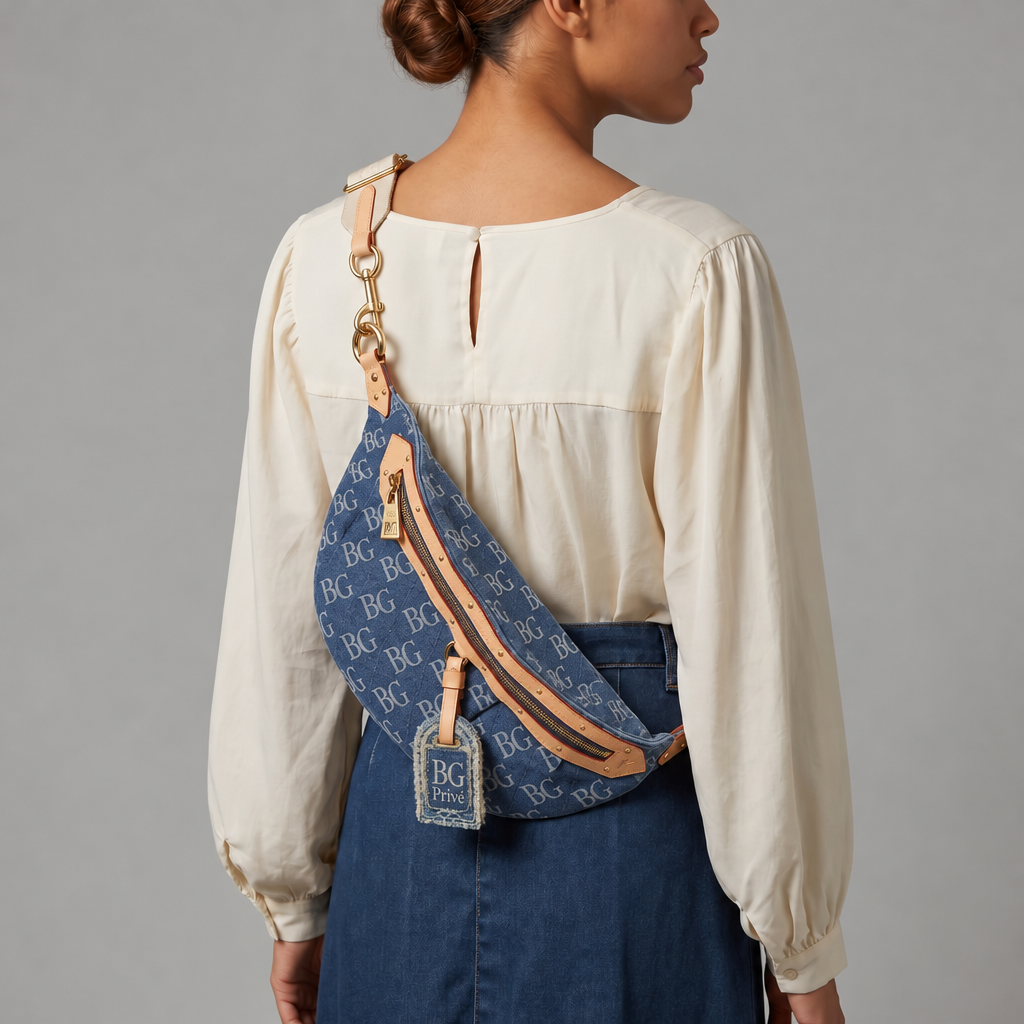 High Rise Bumbag in Monogram Denim Blue