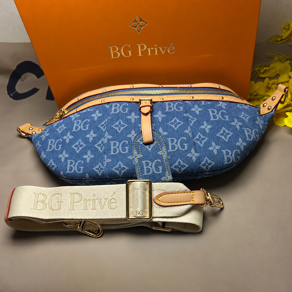 High Rise Bumbag in Monogram Denim Blue