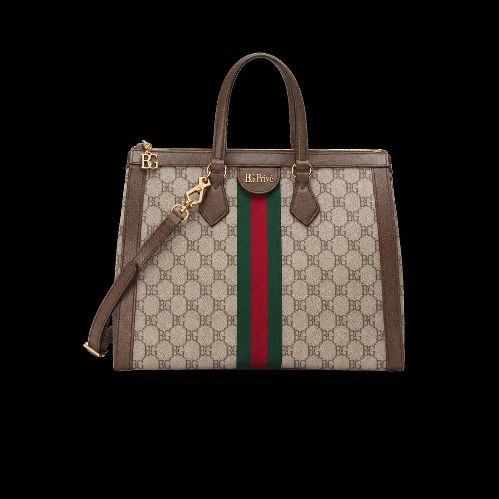 Ophidia Tote in Beige and Ebony Canvas